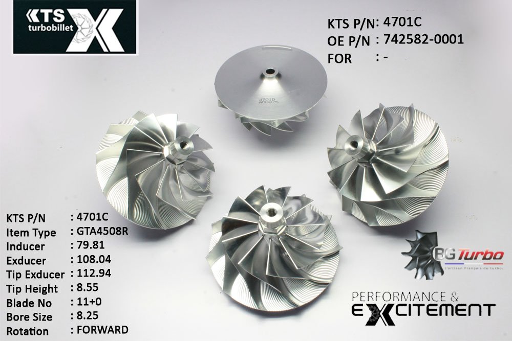 Turbo ROUE FORGÉE MFS PERFORMANCE - 11+0 PALES - INDUCER : 79,81 - EXDUCER : 108,04 - TYPE : GTA4508RANGLE : 55° - ROTATION : Forward - SUPER BACK : 9,52 - BORE SIZE : 8,25
